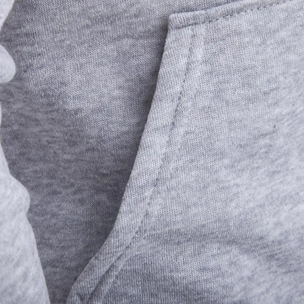 Men Long Sleeve Hoodie Zipper Closure