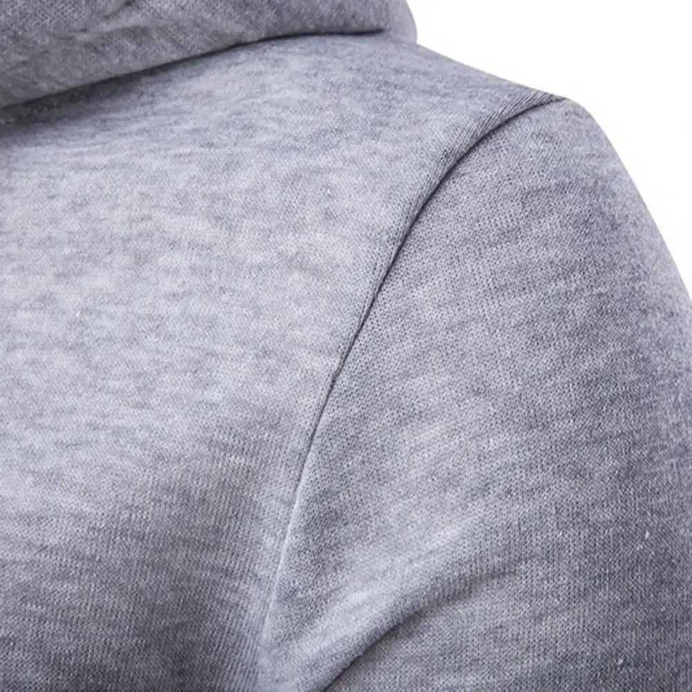 Men Long Sleeve Hoodie Zipper Closure