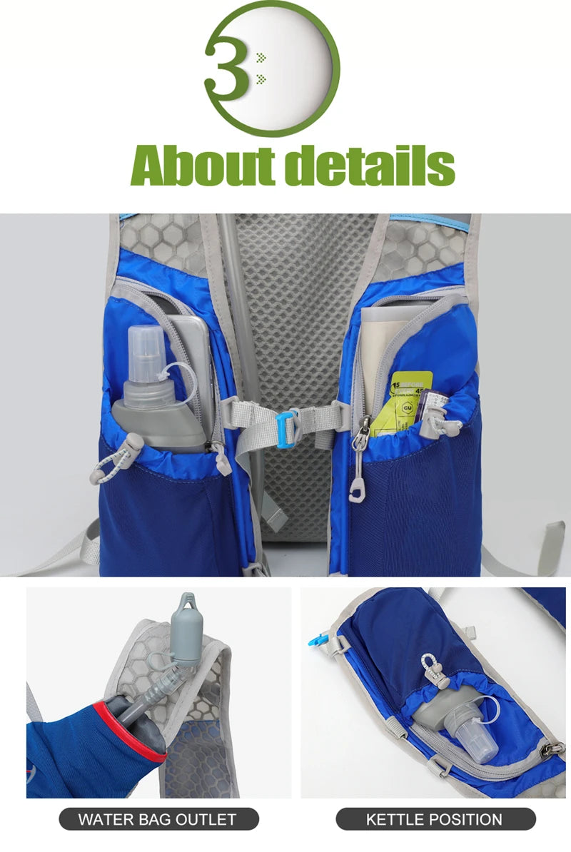 5L ultralight hydration running vest with 500ml bottle for trail and marathon