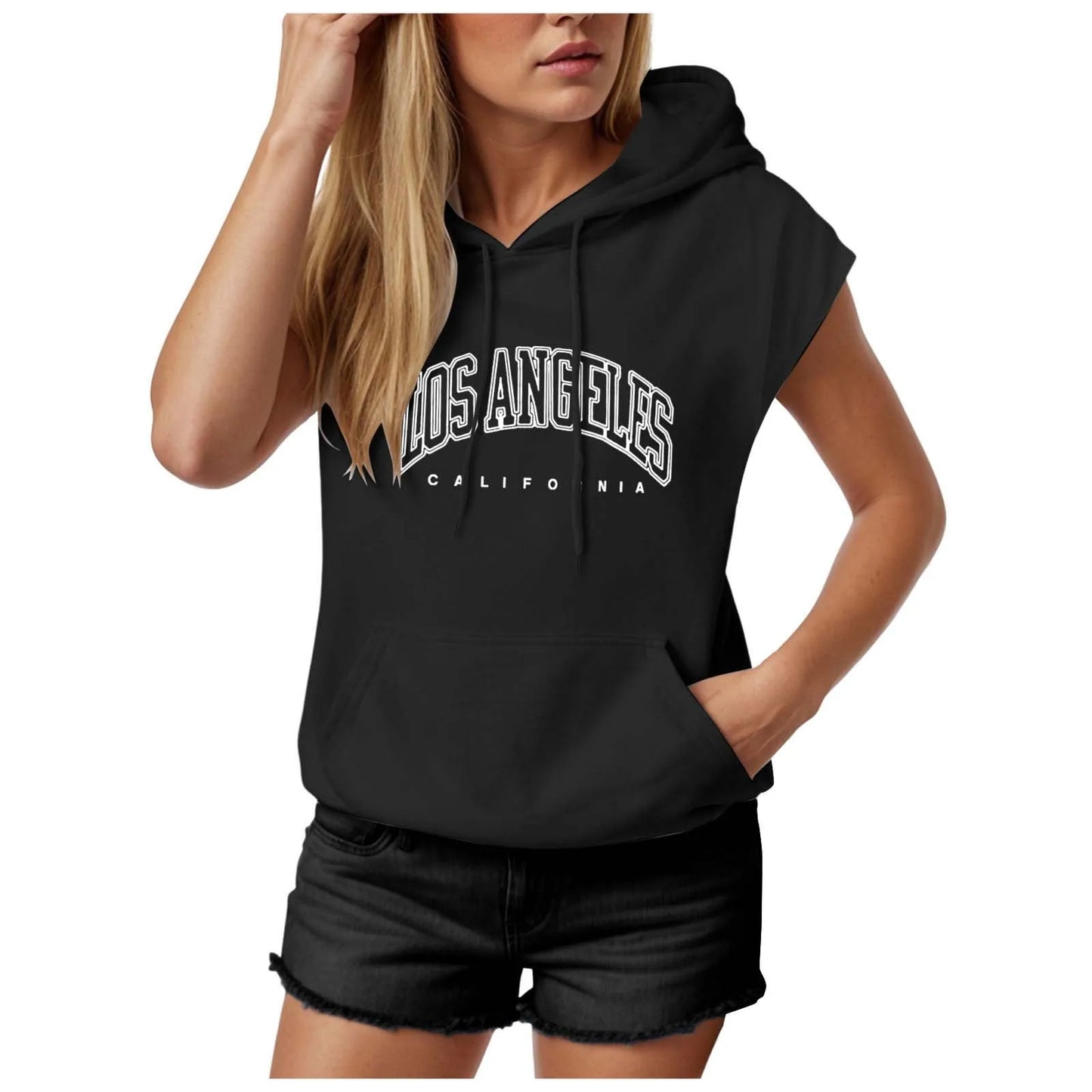Tank Top Women Sleeveless Hoodie Hooded Shirt Summer Oversize T Shirt With Hood Teenager Girls Casual Sweatshirt Womens Hoodies