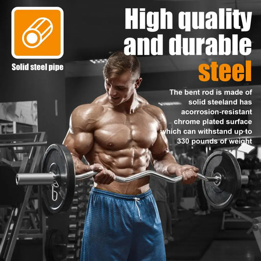 4FT Curved Barbell – Ergonomic Carbon Steel Weight Bar