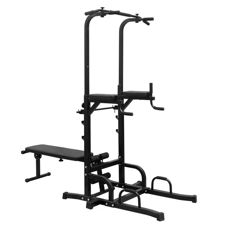 Power Tower Dip Station with Bench & Pull-Up Bar