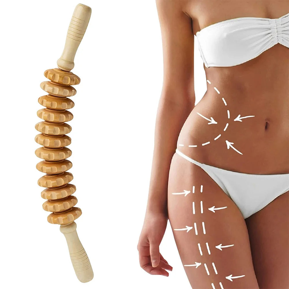 Wooden Massage Roller Stick Lymphatic Drainage & Anti-Cellulite Tool