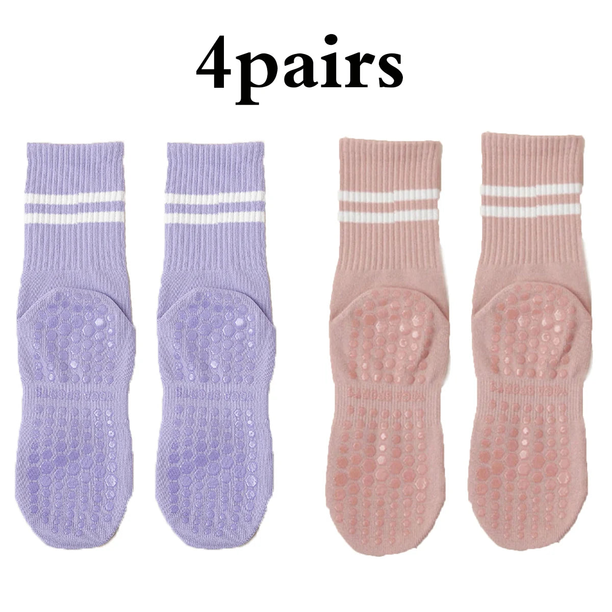 4 Pairs Non-Slip Pilates & Yoga Socks for Women