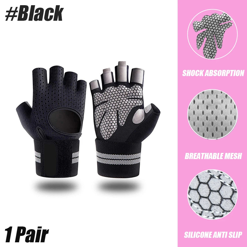 Weightlifting gloves with wrist support for gym, training, and crossfit