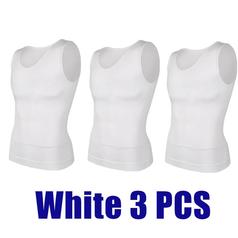 Compression Shirts Men Tummy Control Shapewear Compression Shirt Flat Belly Abdomen Slim Vest Waist Trainer Fitness Workout