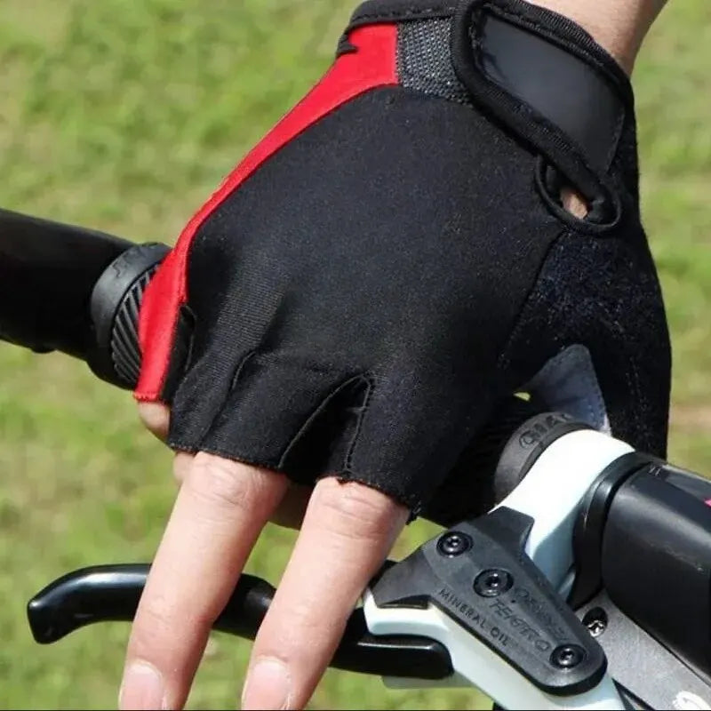 Half-finger cycling gloves with anti-slip grip and shock absorption for summer training