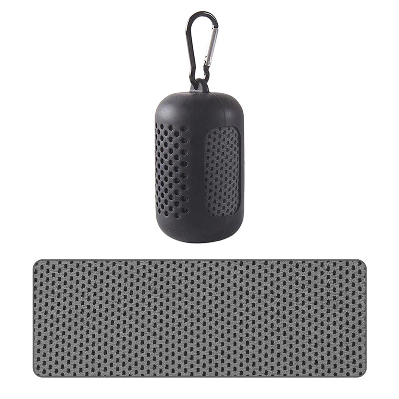 Portable silicone-wrapped cooling towel for sports, fitness, and beach use