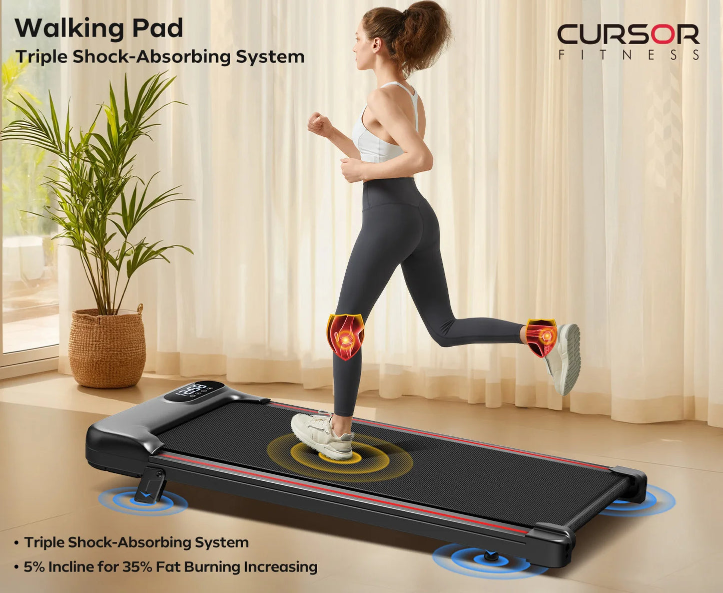Treadmill with incline, app, and remote control