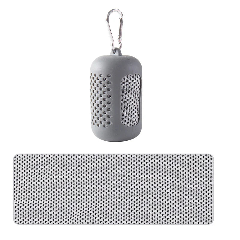 Portable silicone-wrapped cooling towel for sports, fitness, and beach use