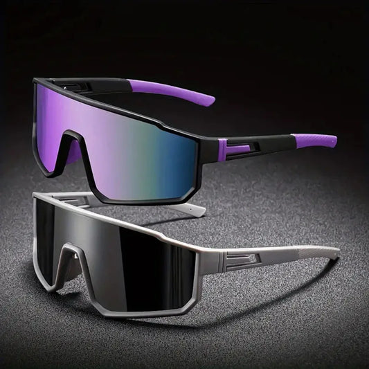 Men's oversized windproof cycling sunglasses with colorful coating for outdoor sports