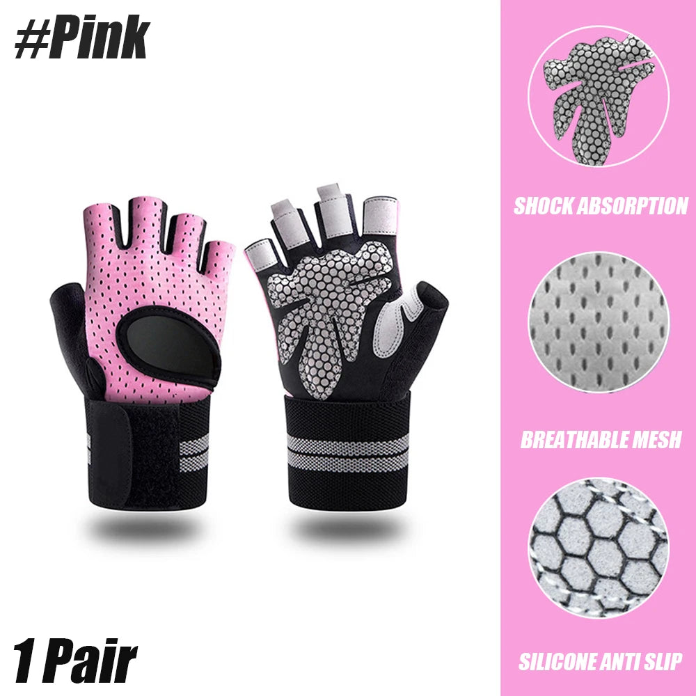 Weightlifting gloves with wrist support for gym, training, and crossfit