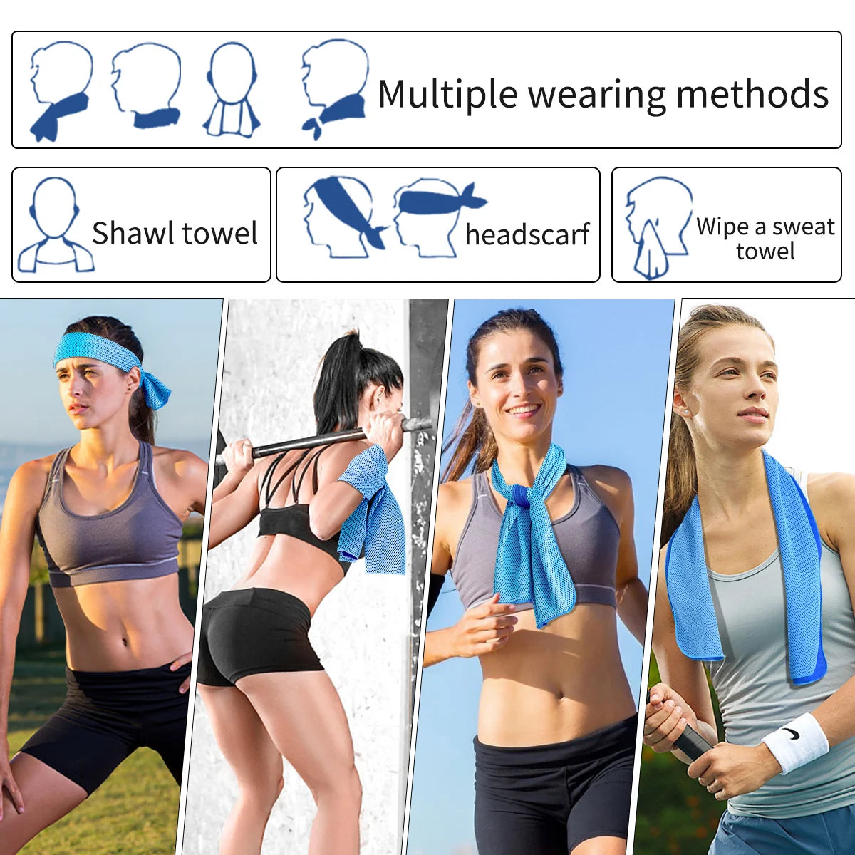 Portable silicone-wrapped cooling towel for sports, fitness, and beach use