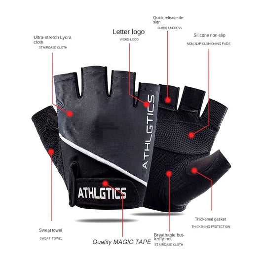 Breathable fingerless training gloves for cycling, gym, and weightlifting