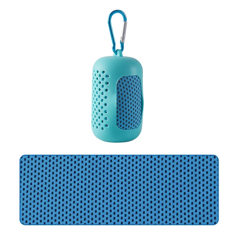 Portable silicone-wrapped cooling towel for sports, fitness, and beach use