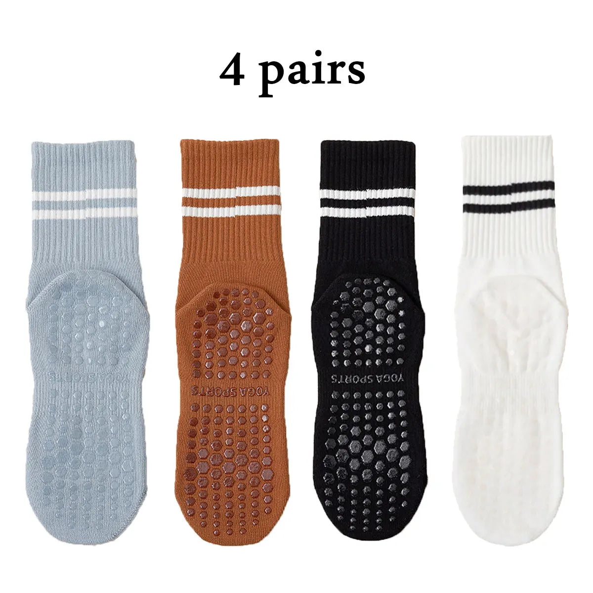4 Pairs Non-Slip Pilates & Yoga Socks for Women