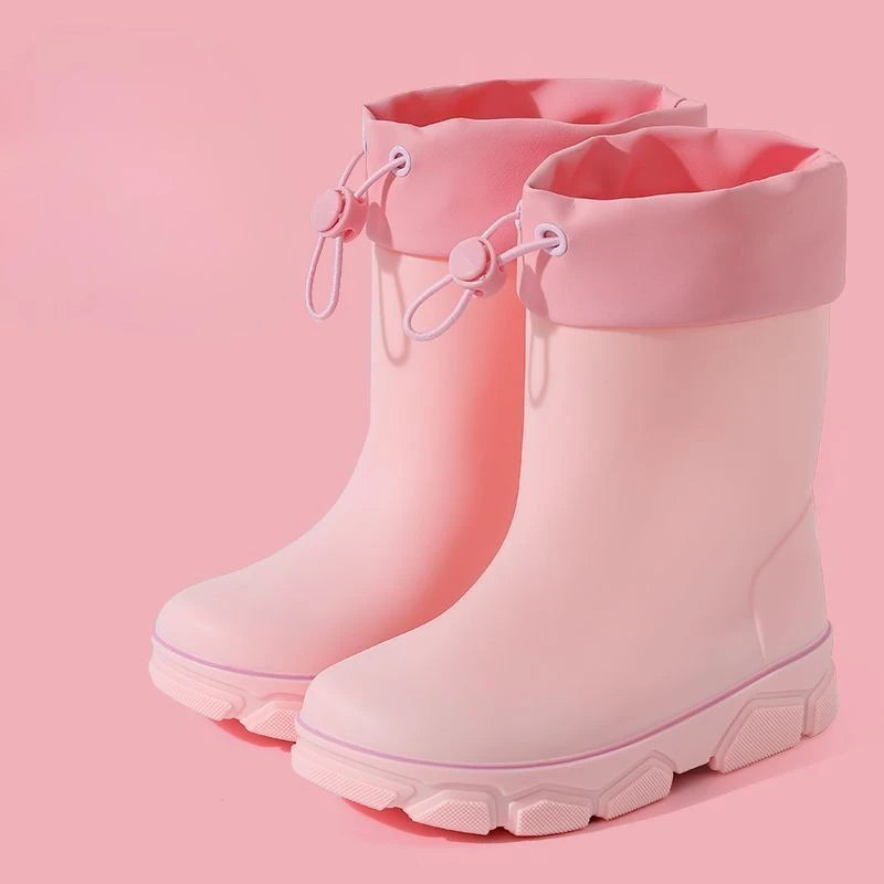 Girls Waterproof Fleece Rain Boots