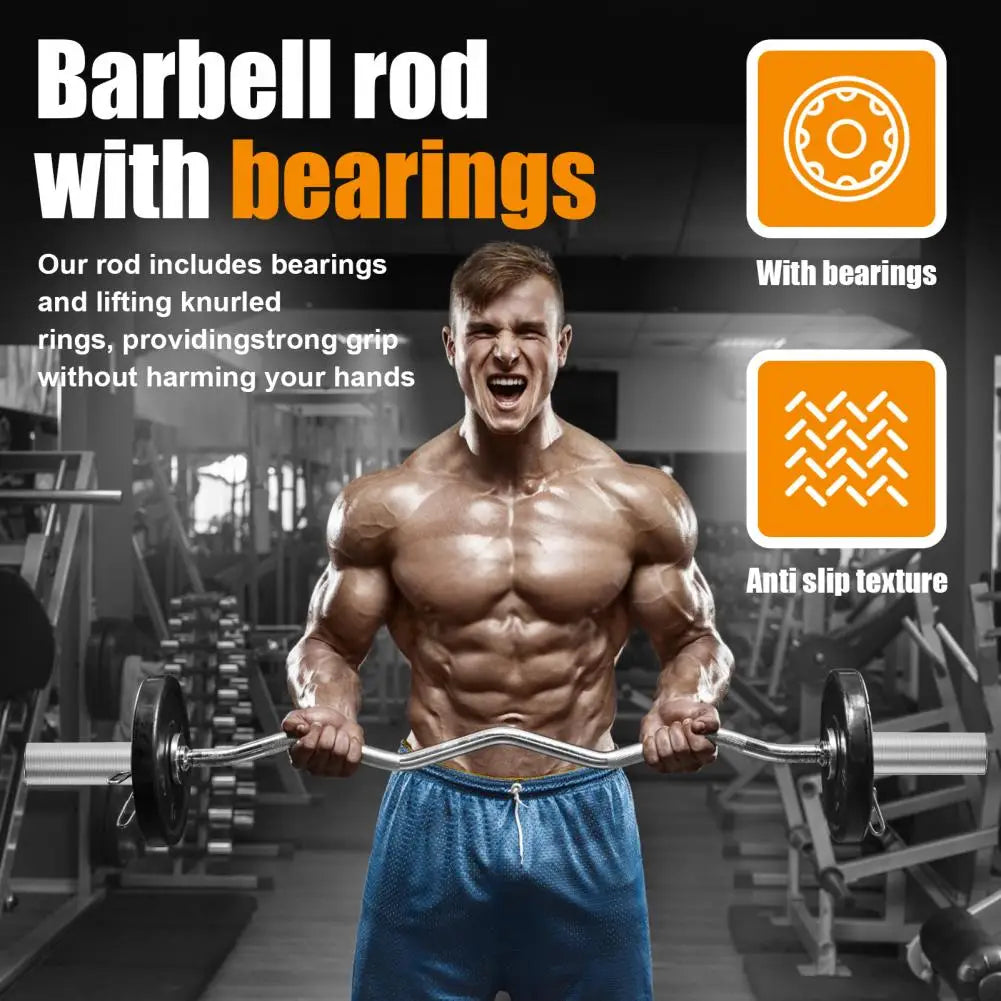 4FT Curved Barbell – Ergonomic Carbon Steel Weight Bar