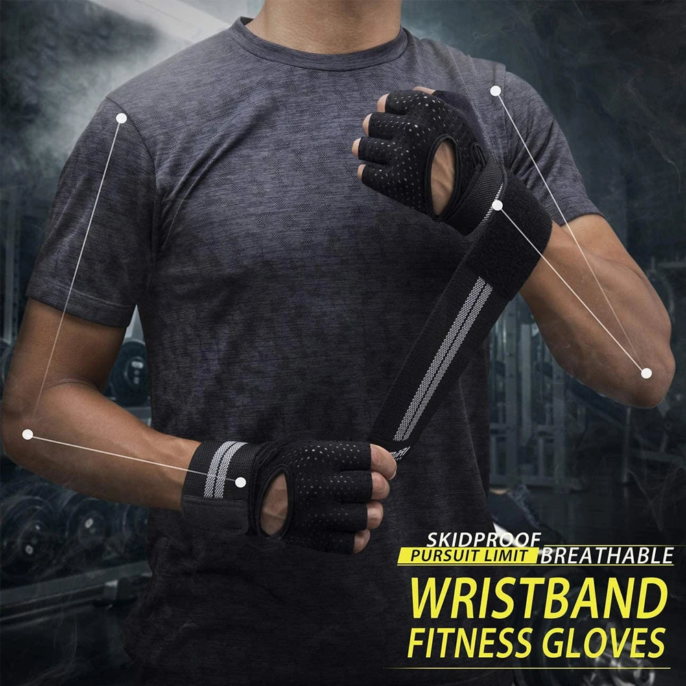 Weightlifting gloves with wrist support for gym, training, and crossfit