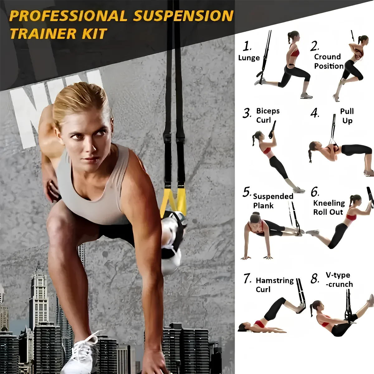 Suspension training belt with bungee