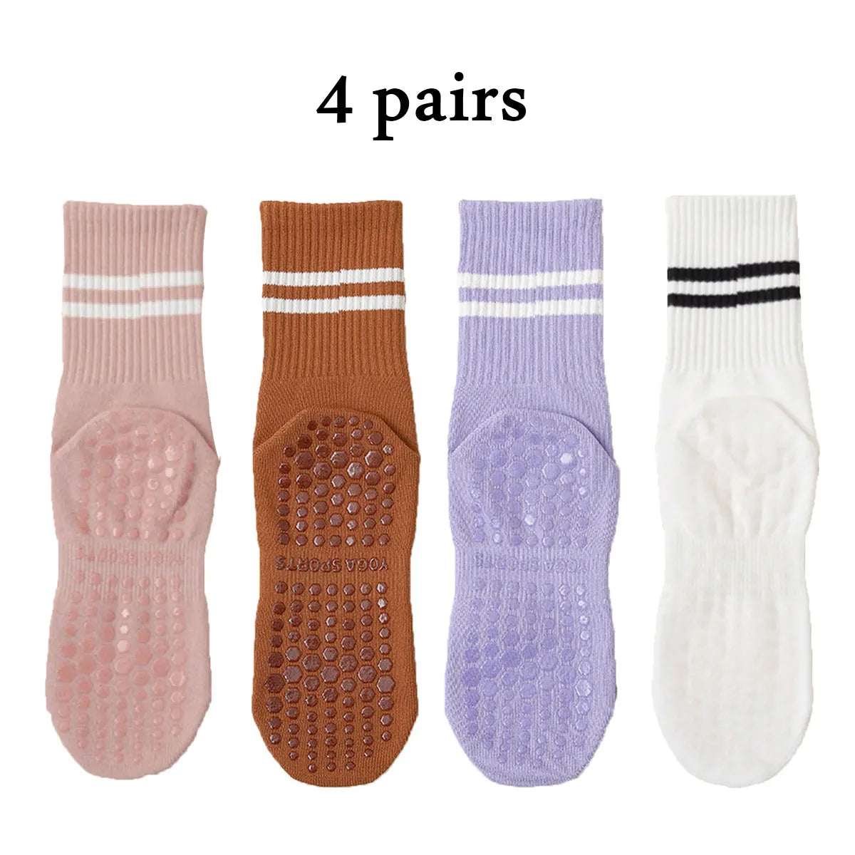 4 Pairs Non-Slip Pilates & Yoga Socks for Women
