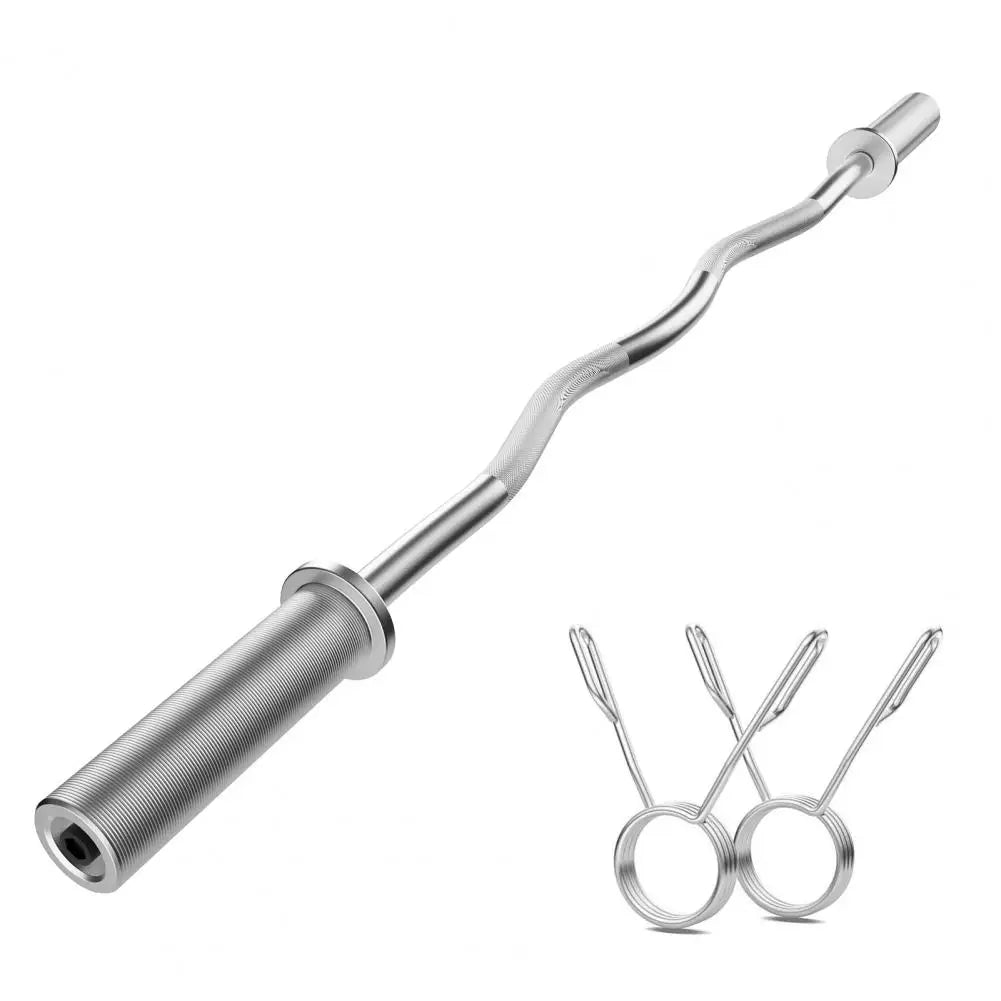 4FT Curved Barbell – Ergonomic Carbon Steel Weight Bar