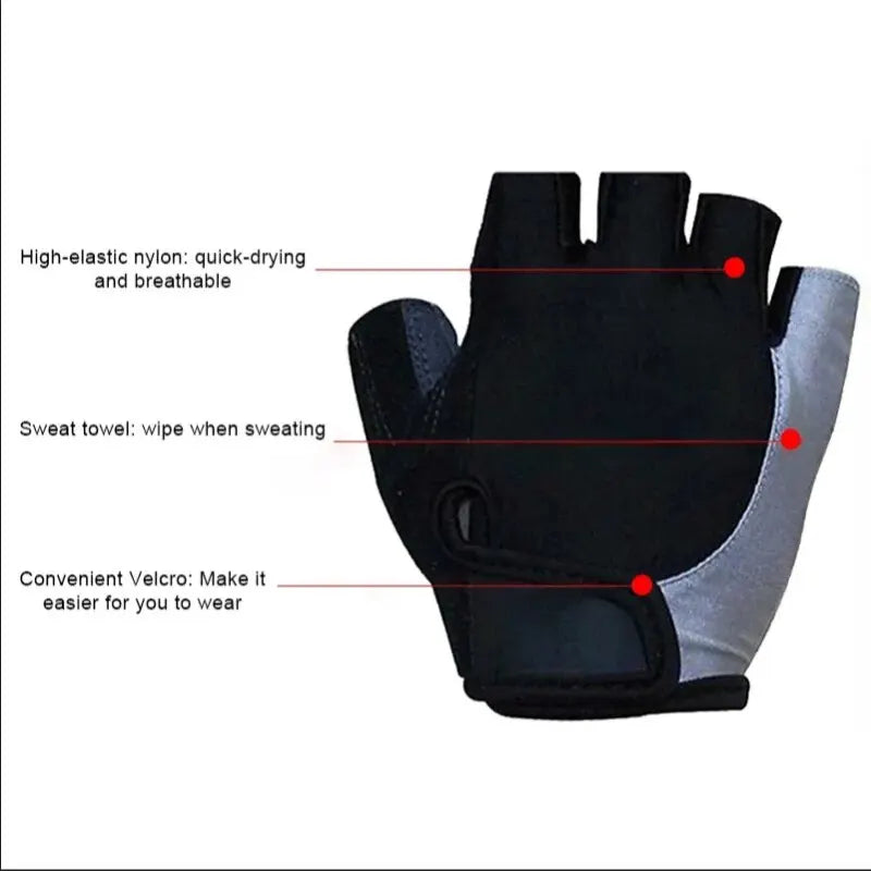 Half-finger cycling gloves with anti-slip grip and shock absorption for summer training