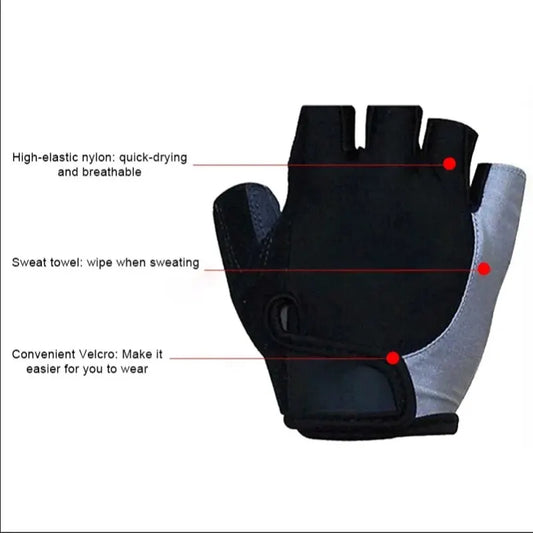Half-finger cycling gloves with anti-slip grip and shock absorption for summer training