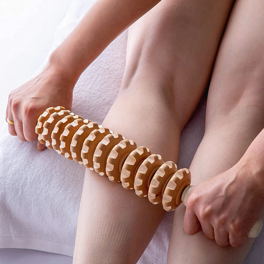 Wooden Massage Roller Stick Lymphatic Drainage & Anti-Cellulite Tool