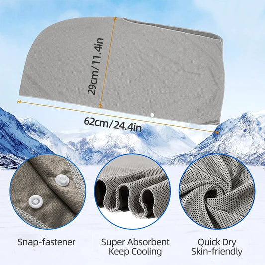 Cooling hooded towel with instant evaporative technology for sports and fitness