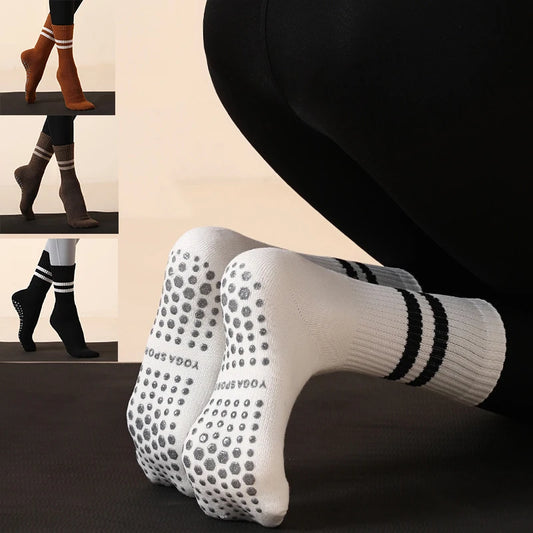 New High Quality Bandage Yoga Socks Anti-Slip Quick-Dry Damping Pilates Ballet Socks Good Grip For Women Cotton Fitness Socks