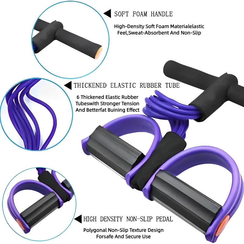 4-Tube Pedal Tensioner – Multi-Functional Elastic Fitness Band