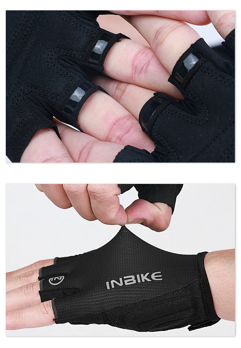 INBIKE half-finger cycling gloves with shock absorption and breathable design