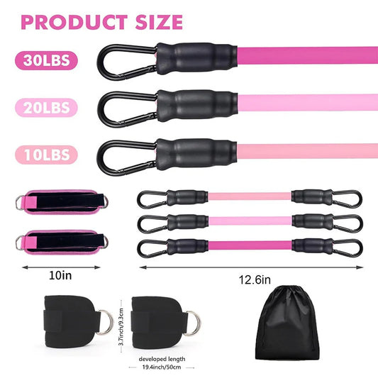 TPE resistance bands with ankle straps for leg strength and gym workouts