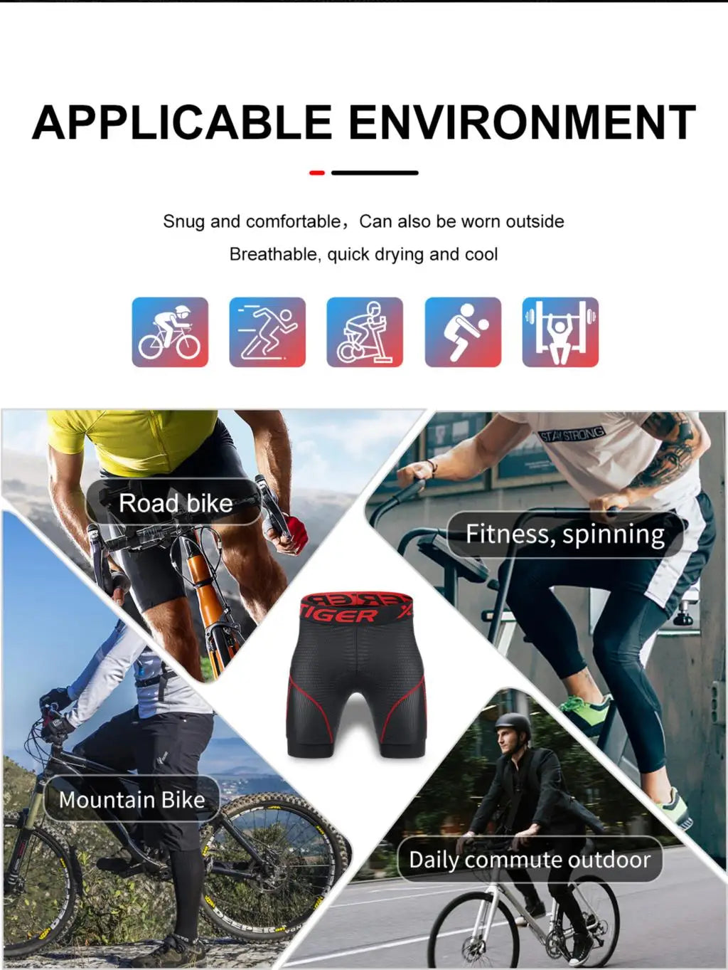 Cycling Shorts Mesh Underwear Gel Pad