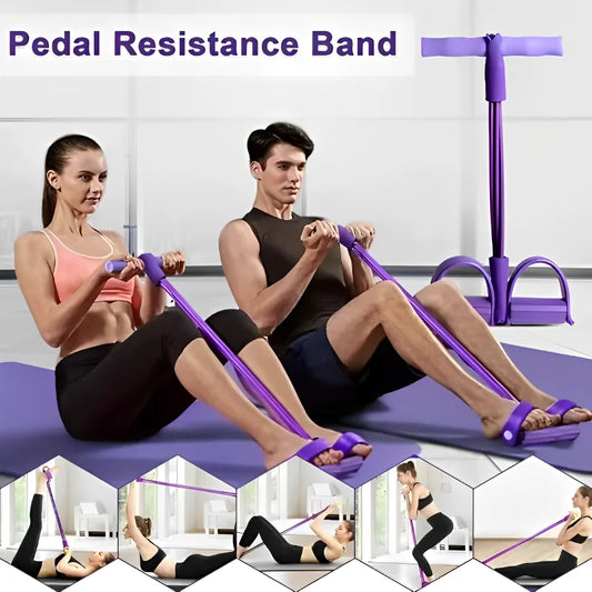 4-Tube Pedal Tensioner – Multi-Functional Elastic Fitness Band