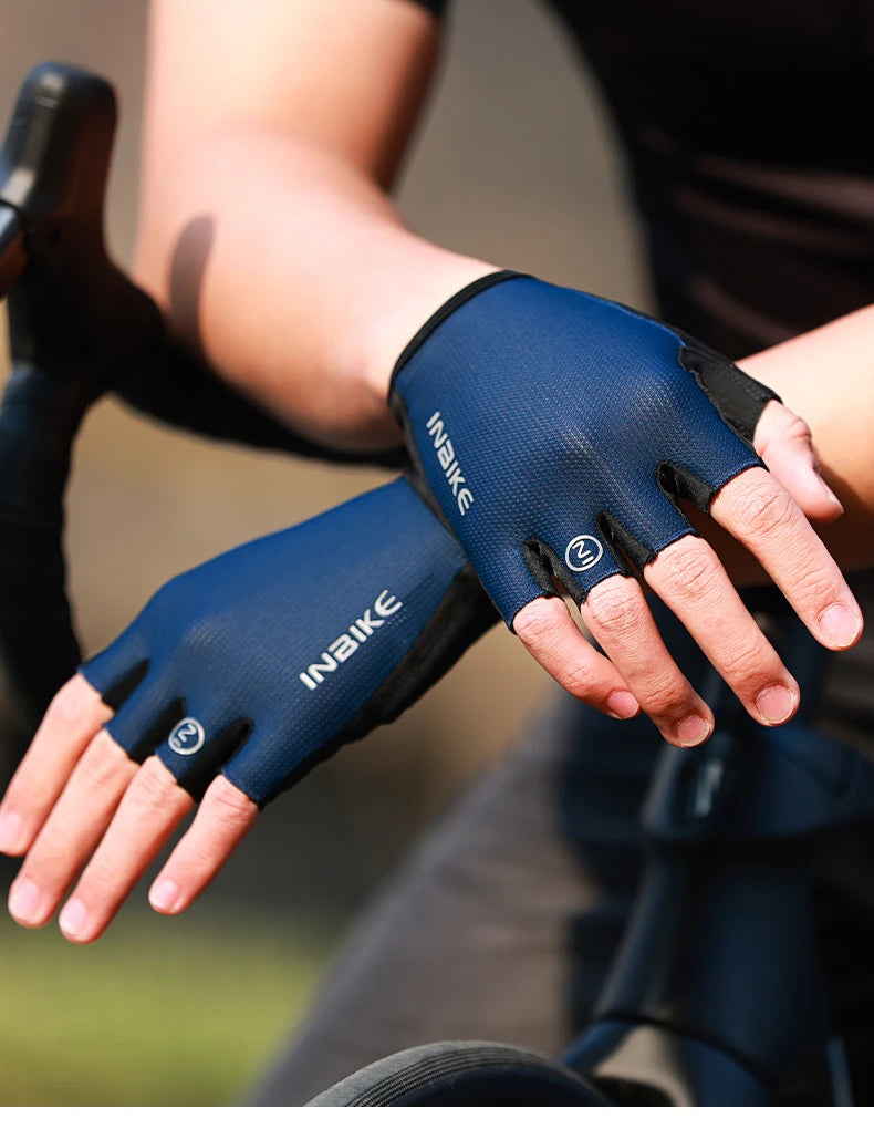INBIKE half-finger cycling gloves with shock absorption and breathable design