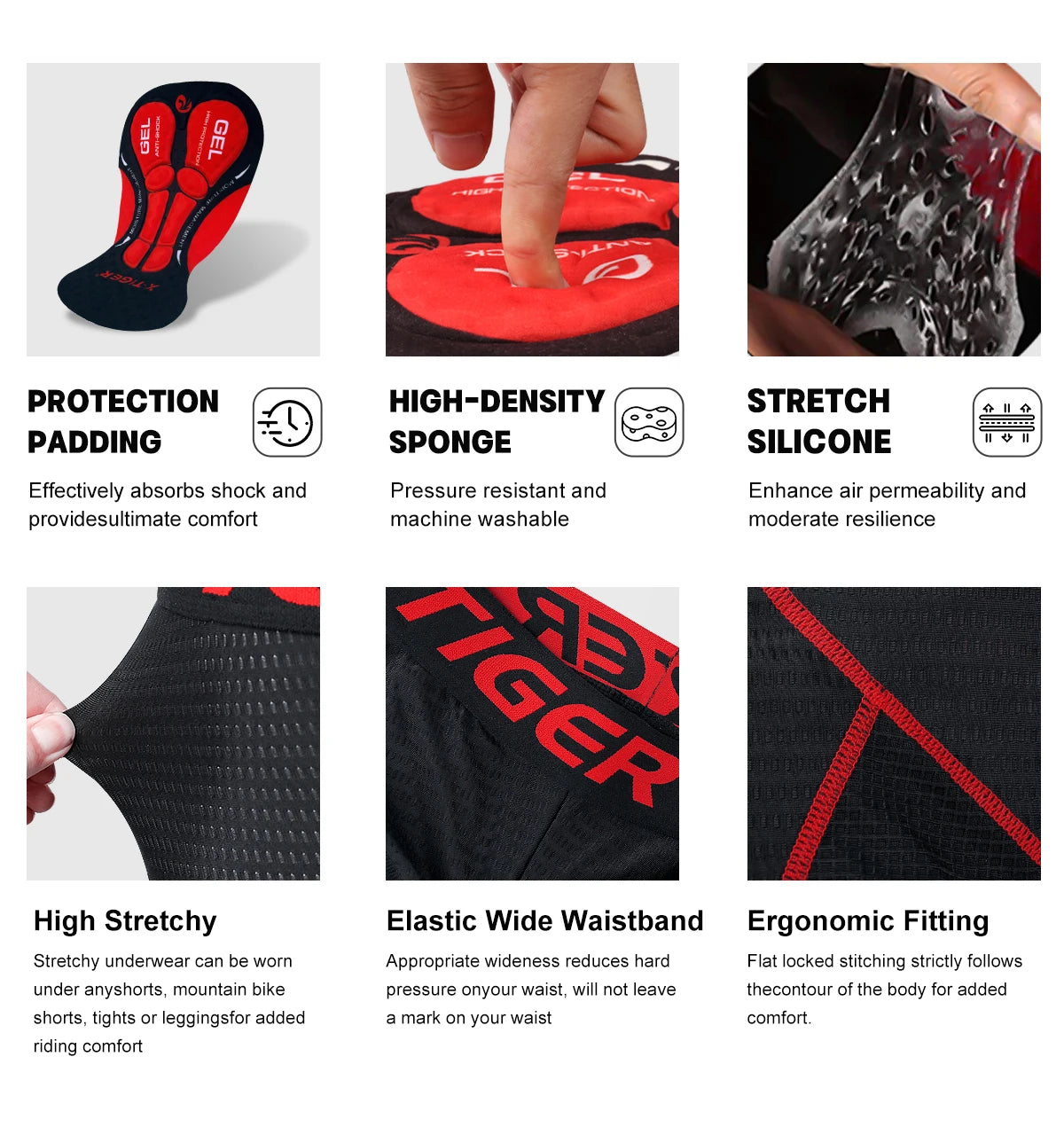 Cycling Shorts Mesh Underwear Gel Pad