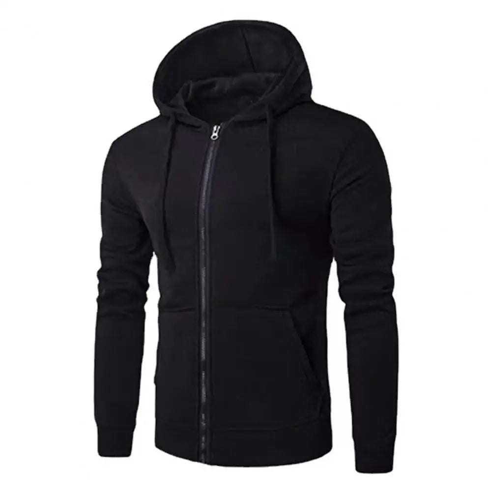 Men Long Sleeve Hoodie Zipper Closure
