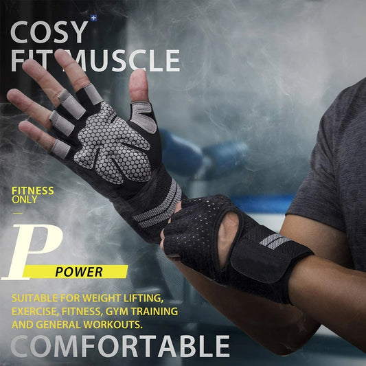 Weightlifting gloves with wrist support for gym, training, and crossfit