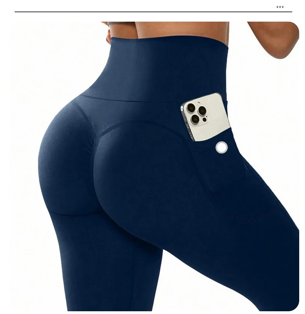 High-Waisted Seamless Yoga Pants – Gym Leggings with Pockets