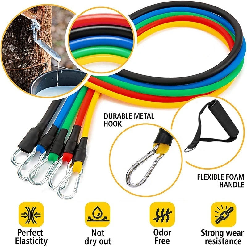 11pcs Resistance Bands Set – Portable Fitness & Strength Training Kit