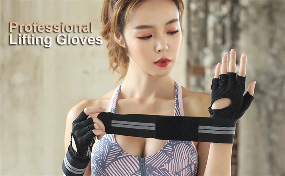 Weightlifting gloves with wrist support for gym, training, and crossfit