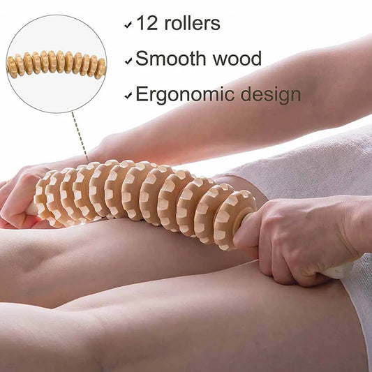 Wooden Massage Roller Stick Lymphatic Drainage & Anti-Cellulite Tool