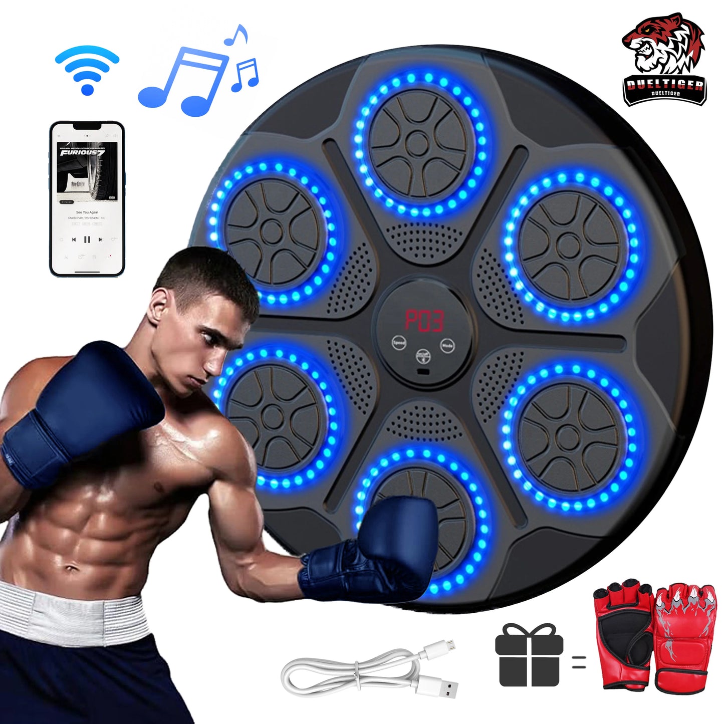 Music Boxing Trainer Bluetooth Wall Mounted