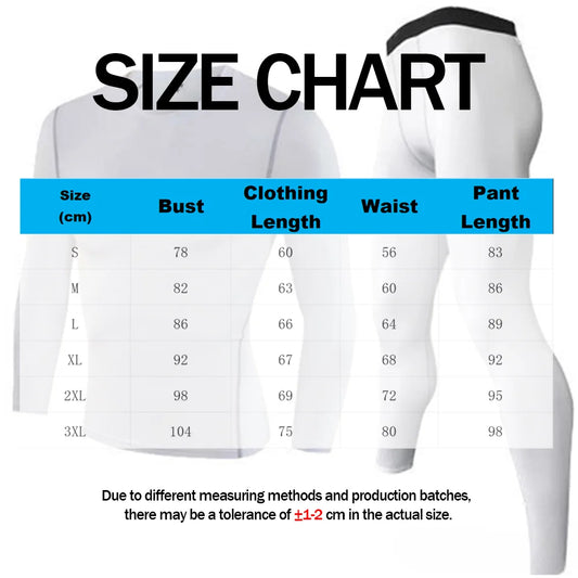 Men's Long-sleeved Thermal Underwear Man Compression Sportswear Suit GYM Tight Sports Quick-drying Sets Workout Jogging Clothing
