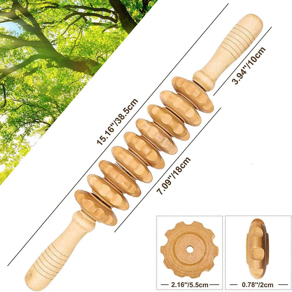 Wooden Massage Roller Stick Lymphatic Drainage & Anti-Cellulite Tool