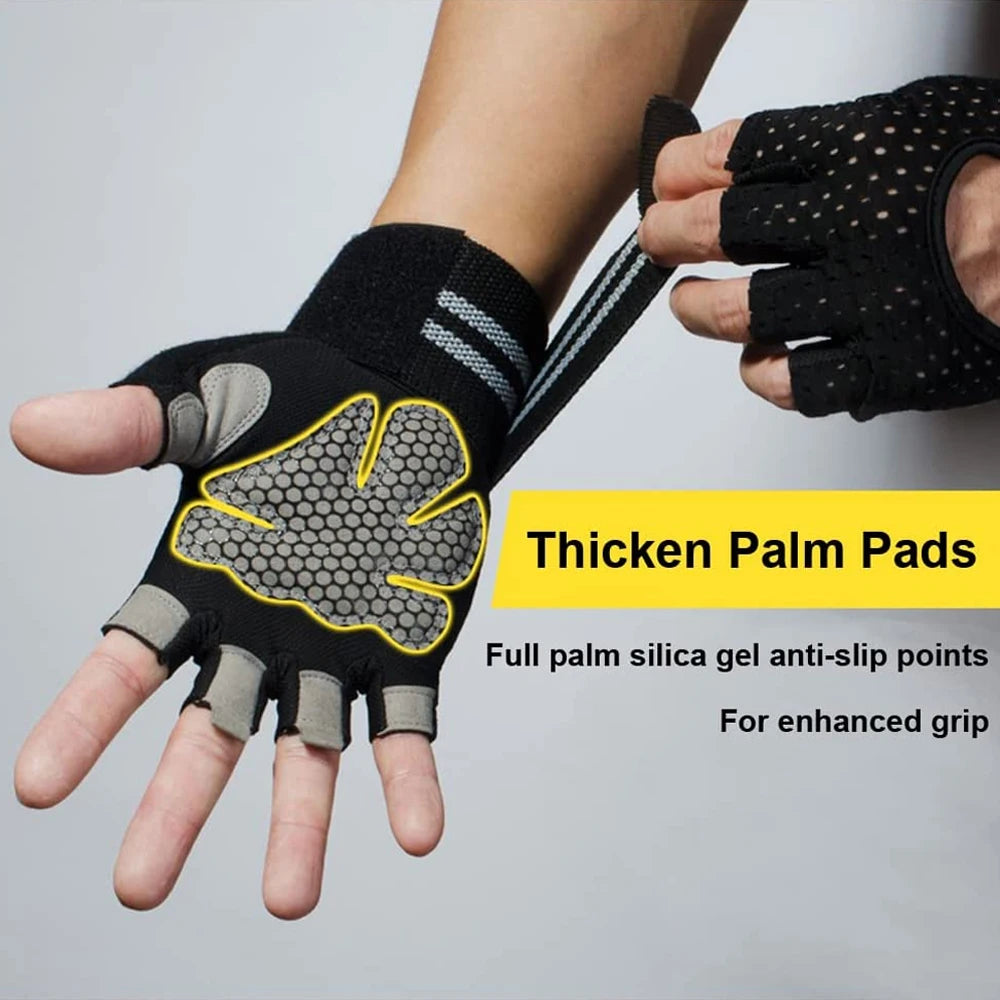 Weightlifting gloves with wrist support for gym, training, and crossfit