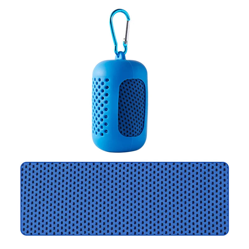 Portable silicone-wrapped cooling towel for sports, fitness, and beach use
