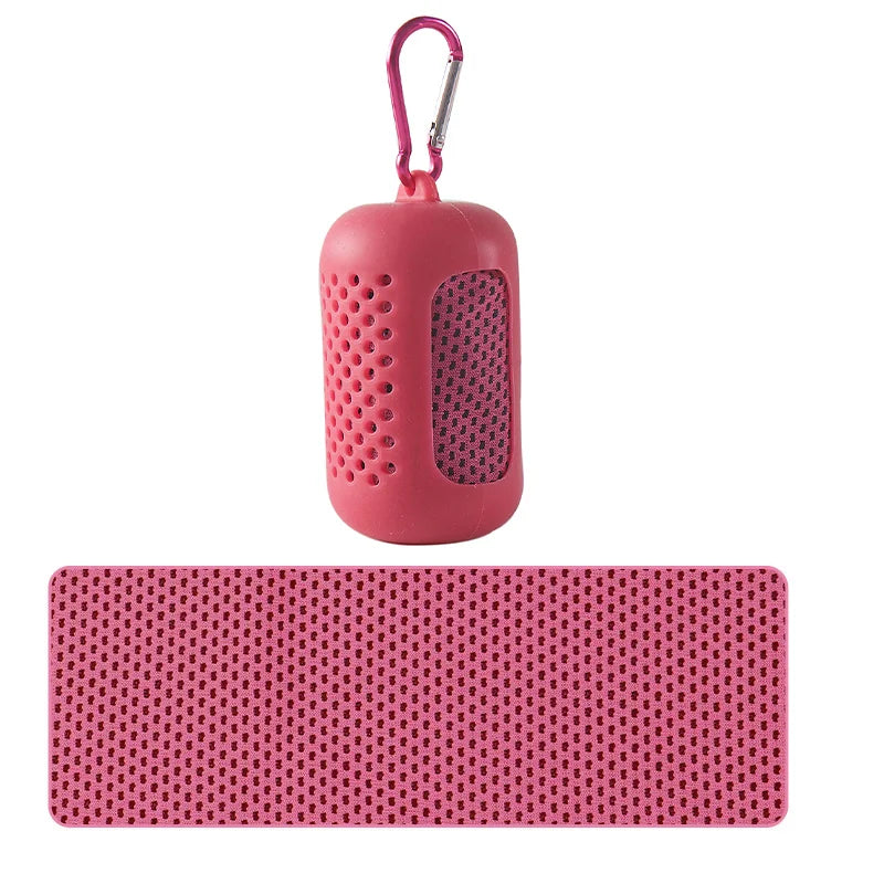 Portable silicone-wrapped cooling towel for sports, fitness, and beach use